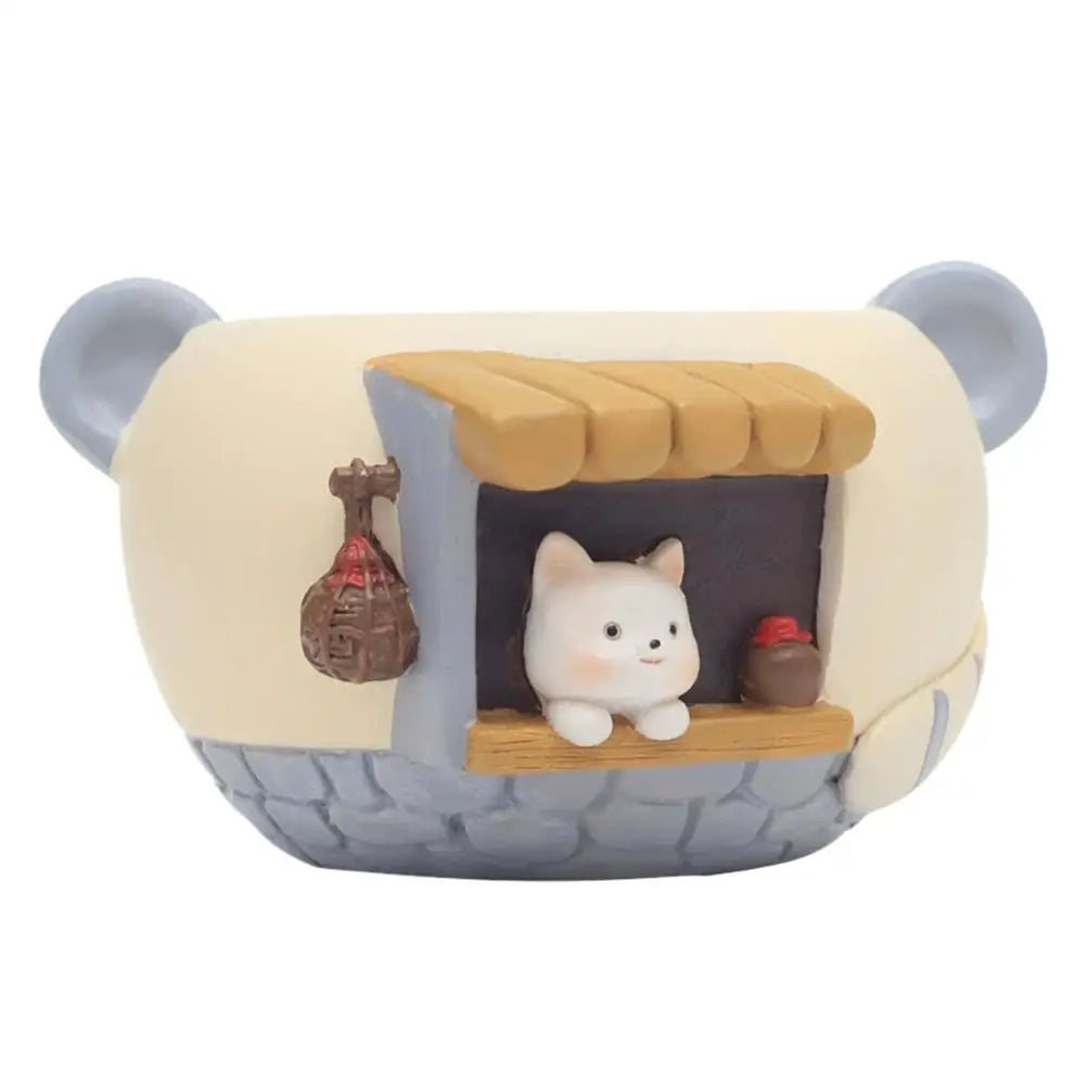 Cute Kitty Fox Resin Succulent Plant Pot For Desk Decor