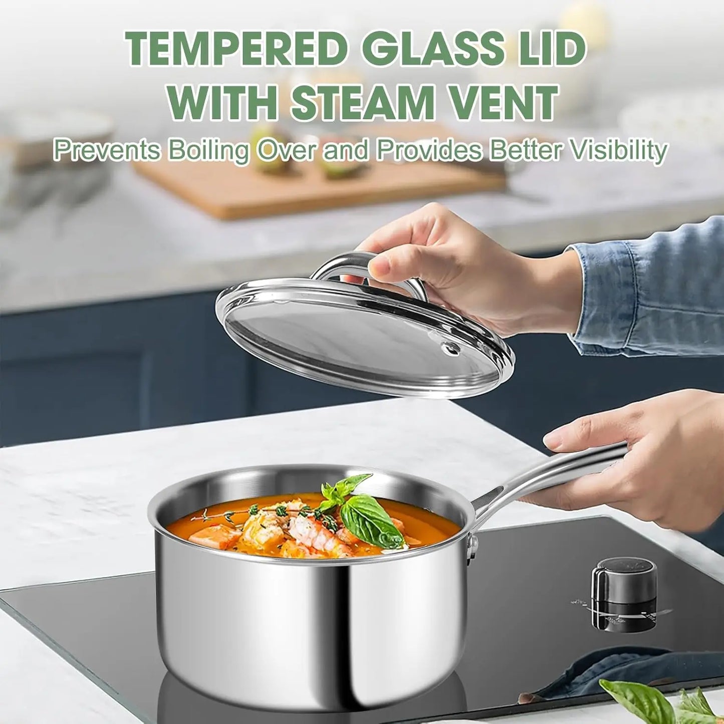 3 Ply Stainless Steel 7 Piece Cookware Set With Lids