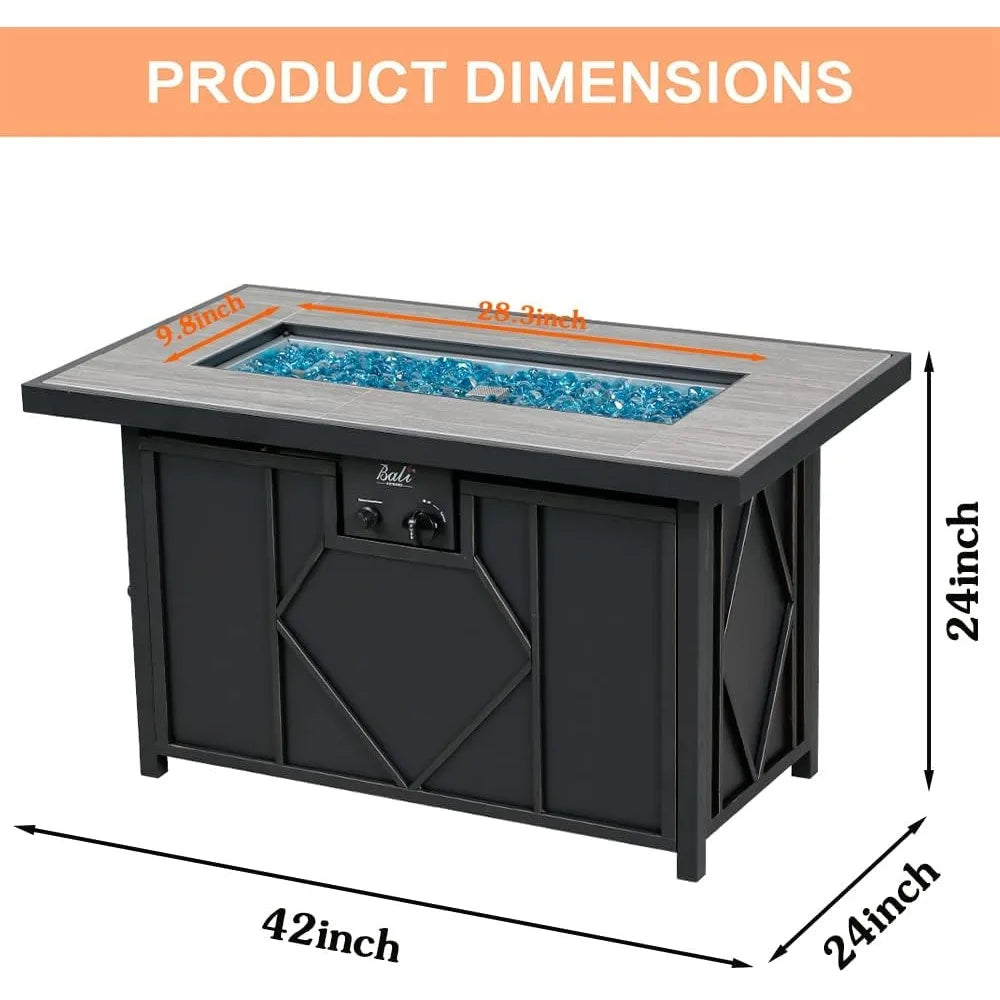 Propane Fire Pit Table Outdoor 60000 BTU Rectangular