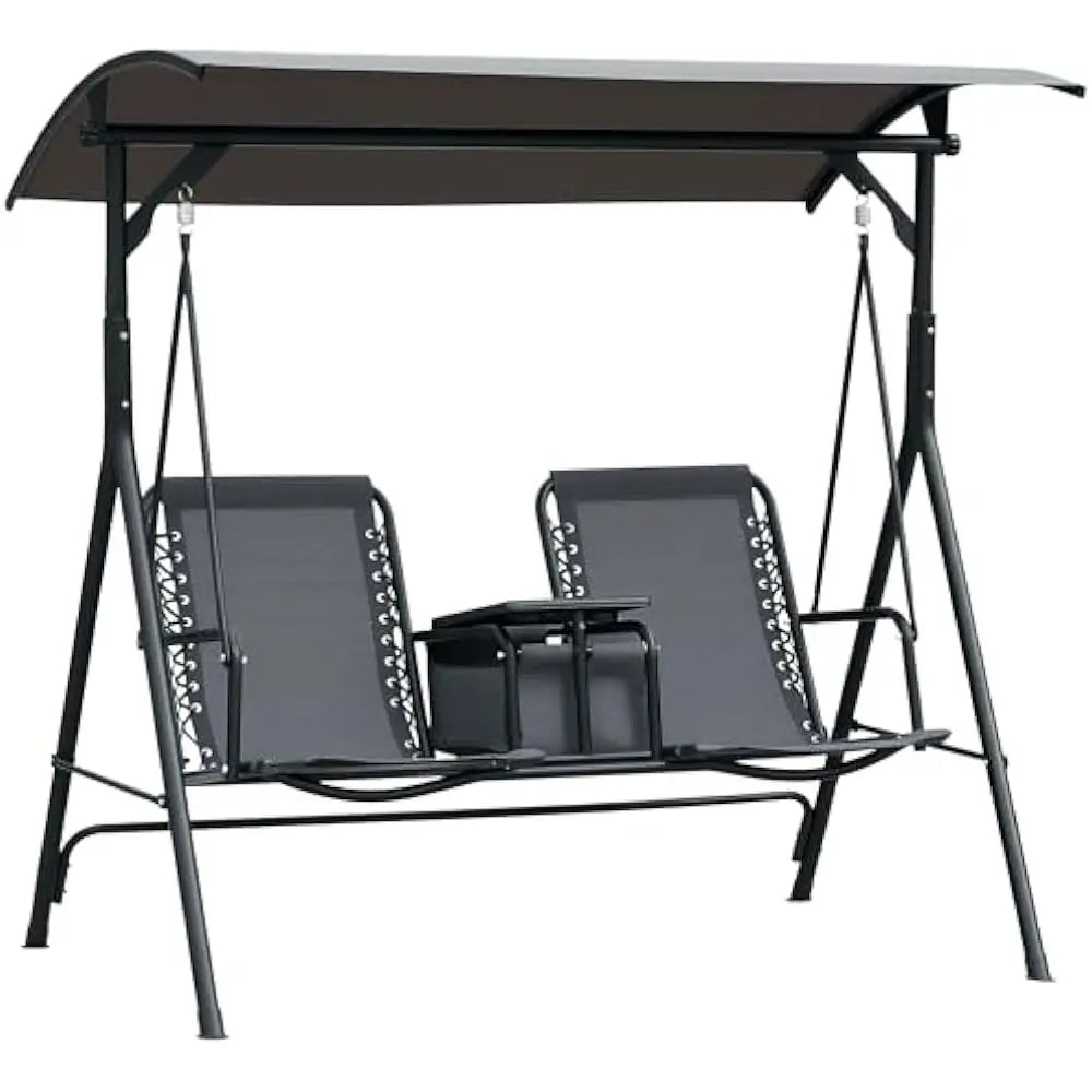 General Outdoor 2 Seater Patio Swing with Canopy Cup Holder