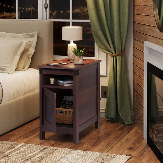 Galaxhero End Table Charging Station Farmhouse Night Stand