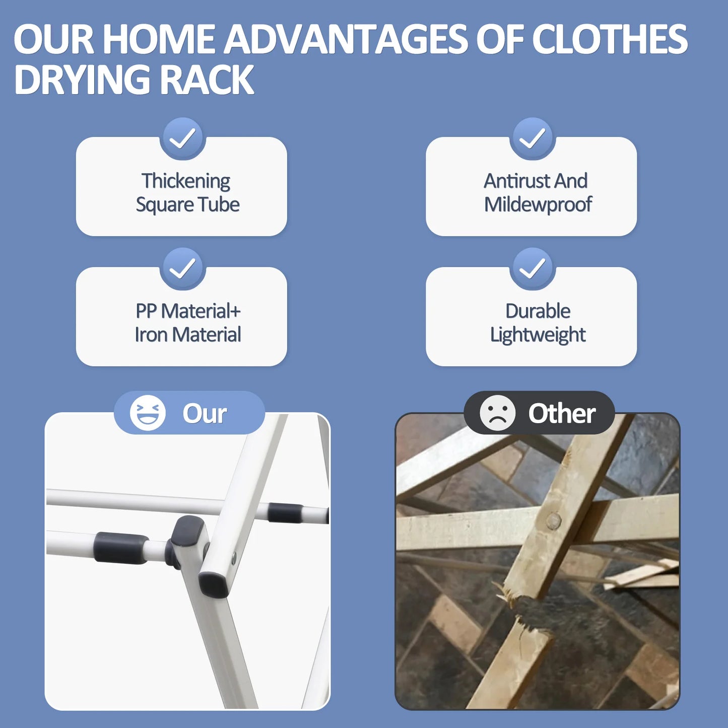 Folding Drying Rack Floor Metal Clothes Hanger Telescopic Multi-layer Adjustable Household for Home Camping Travel Outdoor