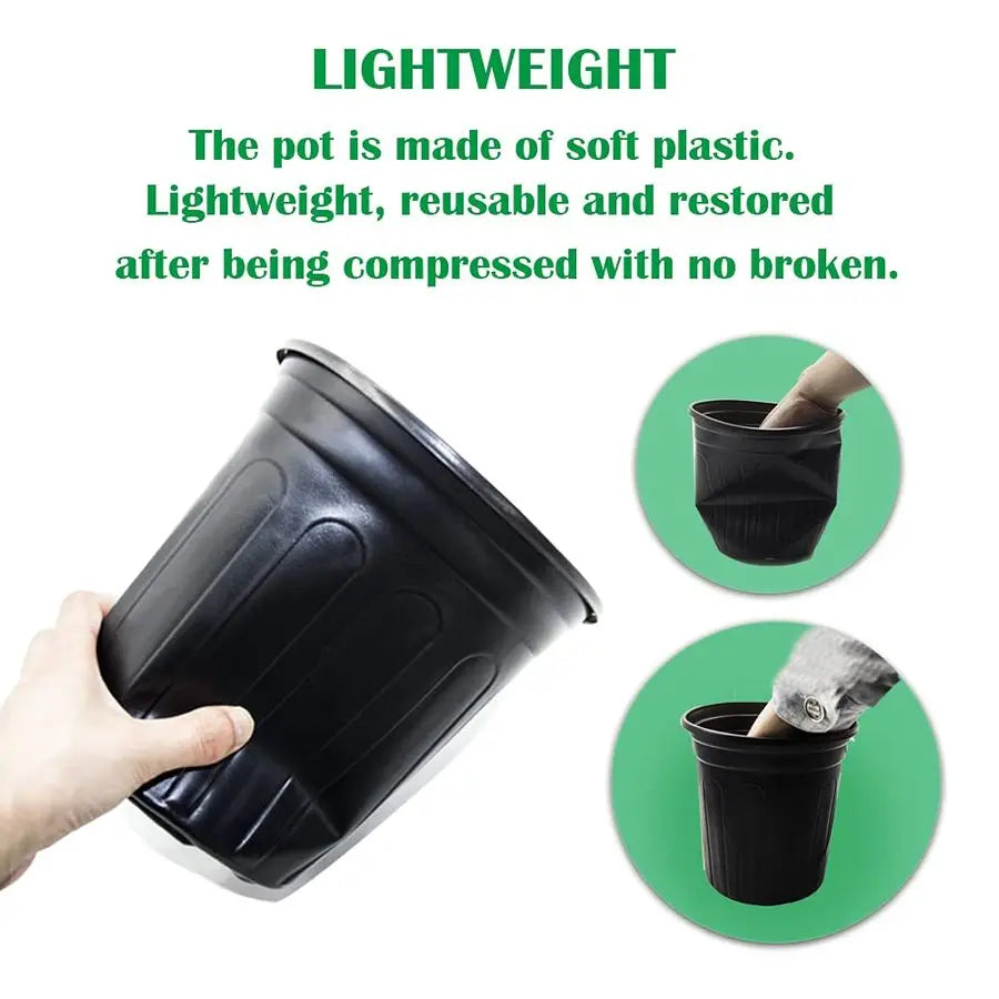 100Pack 1 Gallon Flexible Flower Plant Nursery Pots, Plastic Plant Pots with Drainage Holes,Garden Flower Pots for Succulents, S