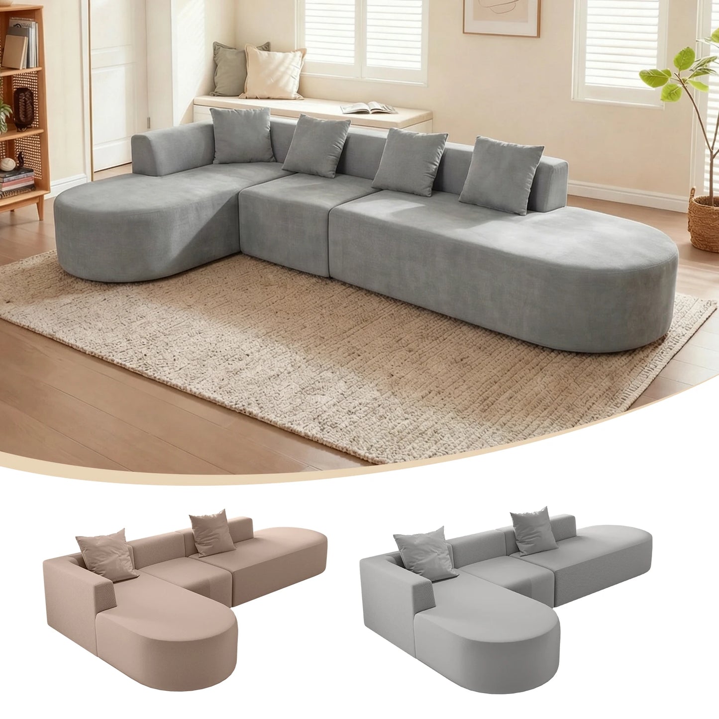 L Shaped Oversized Modular Sectional Sofa For Living Room