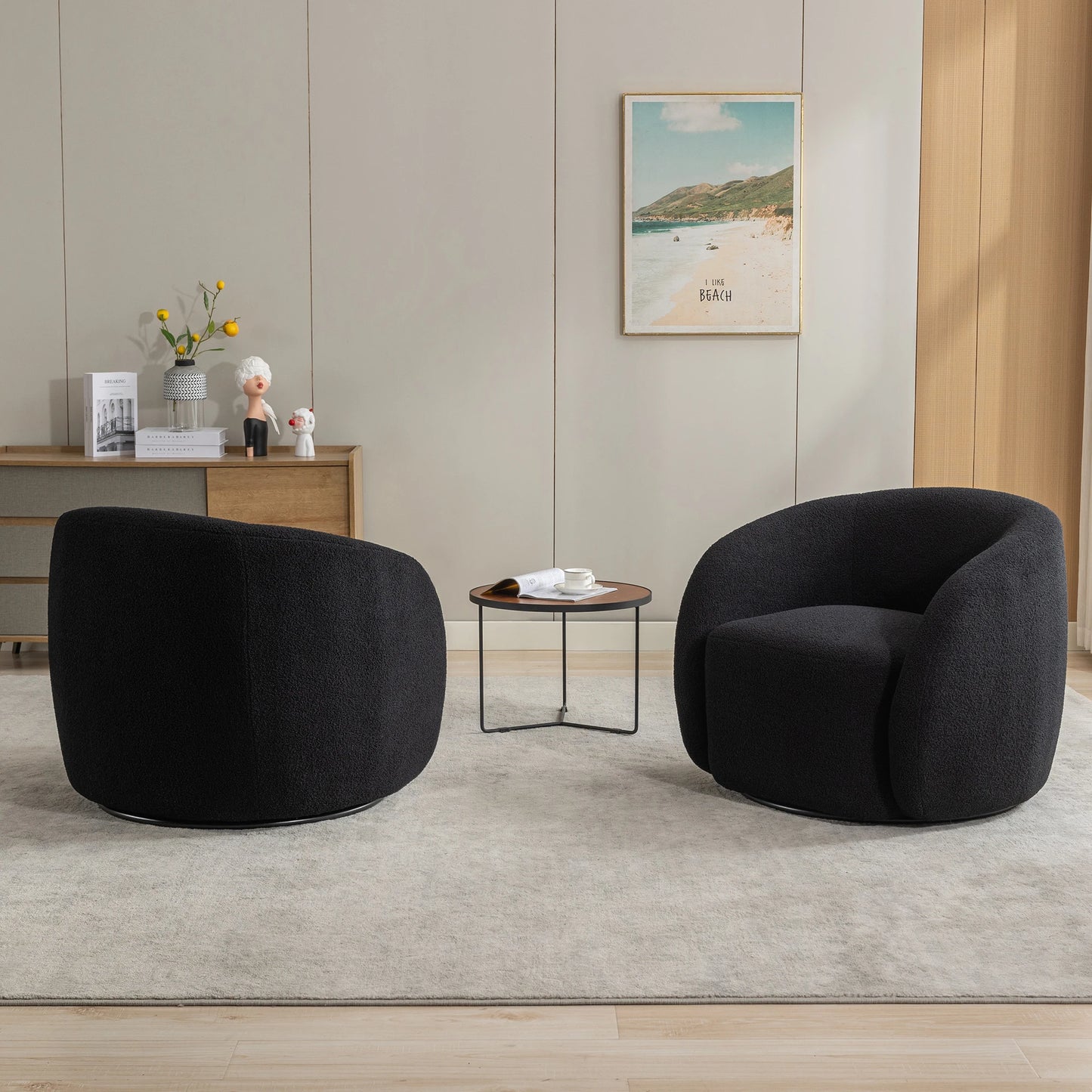 SEYNAR Modern Velvet 360 Degree Swivel Armchairs Set of 2