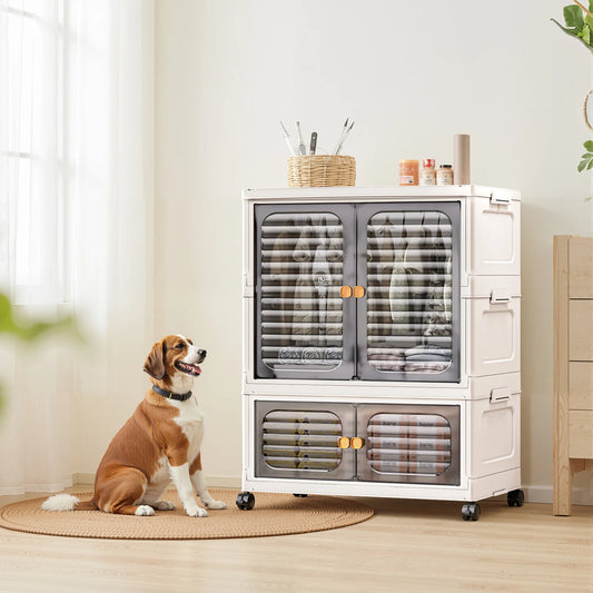 HiMISSCN Foldable Multi Layer Plastic Wardrobe Storage Box With Wheels