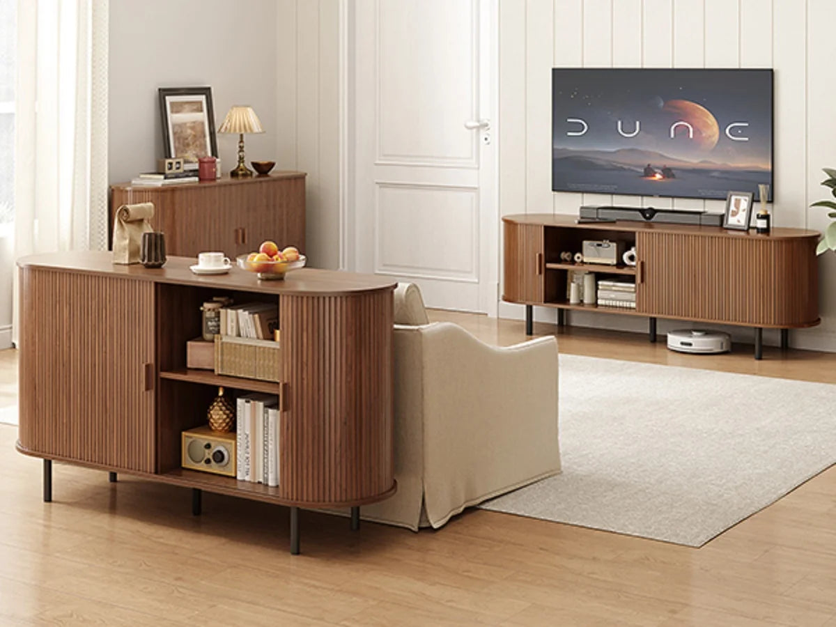 General Sideboard Buffet Cabinet With Adjustable Shelves Wood Fluted