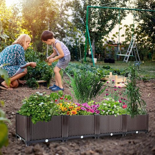 HiMISS Self-Watering Raised Garden Bed Deep Root Planter Drainage Plug