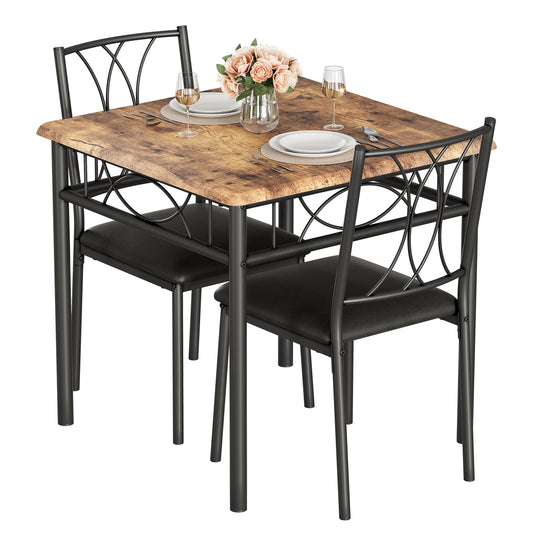 HiMISS Dining Table Set For 2 With Metal Wood Chairs