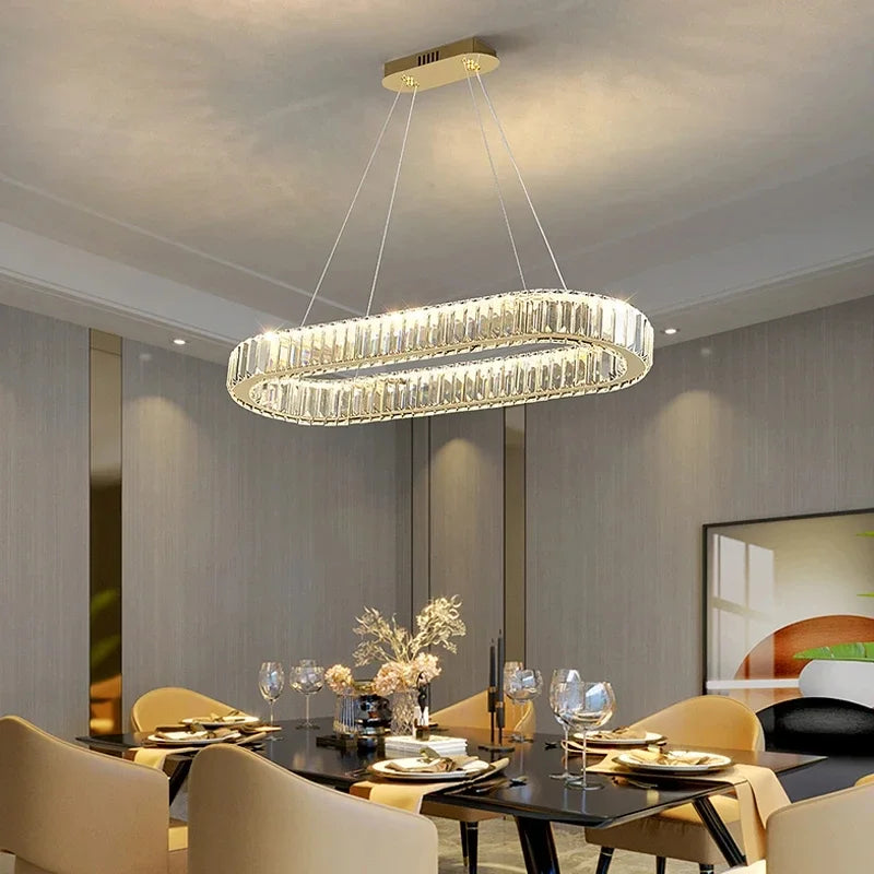 Luxury LED Pendant Light Modern Crystal Chandelier Living Dining Room Kitchen Ceiling Lamp Lustre Decor Indoor Bar Hang Fixture