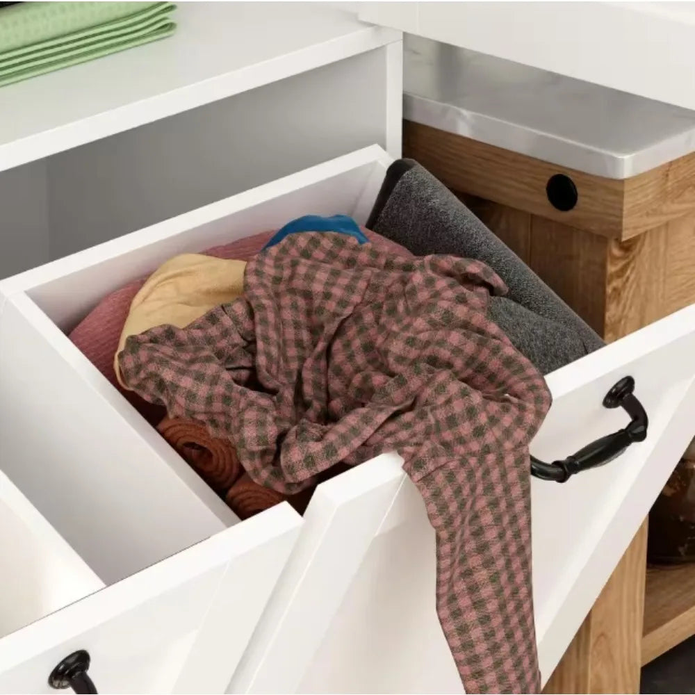 Freestanding Bathroom Linen Cabinet With Flip Storage