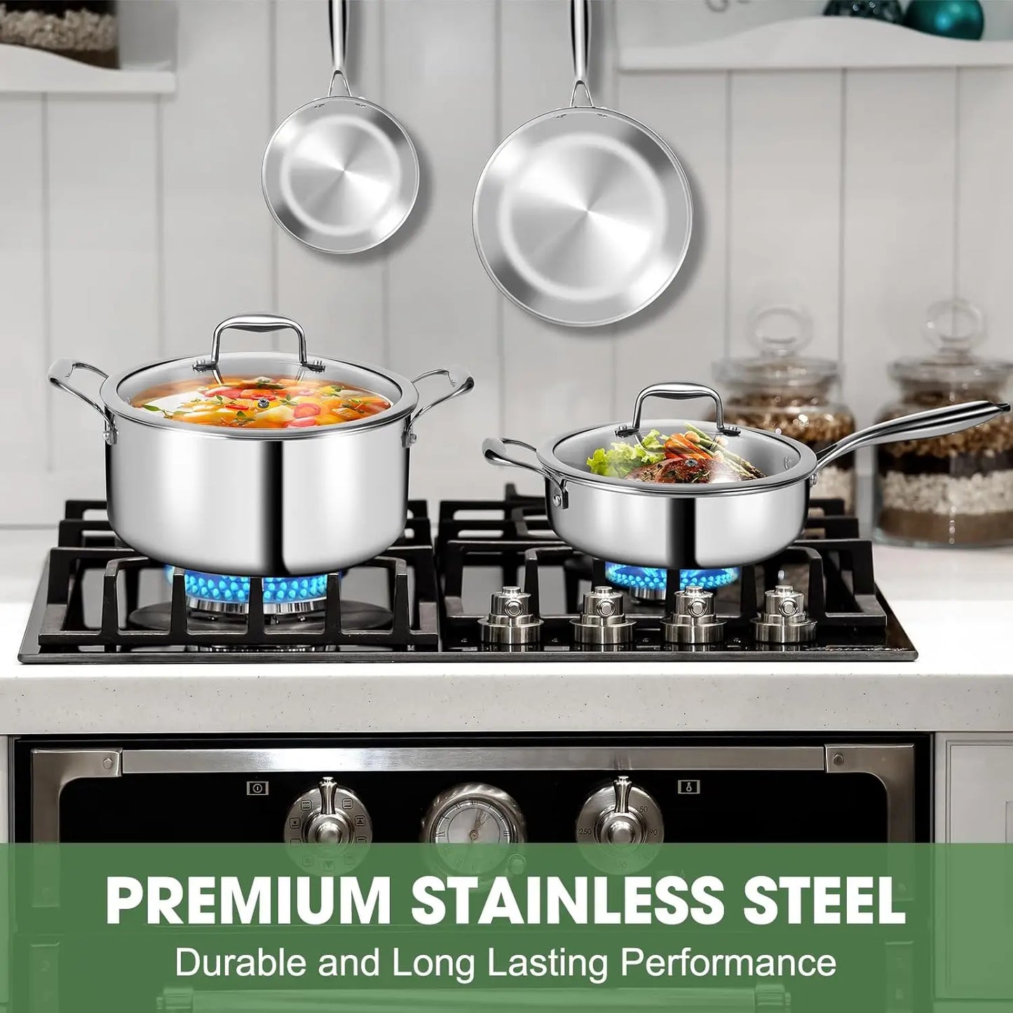 3 Ply Stainless Steel 7 Piece Cookware Set With Lids