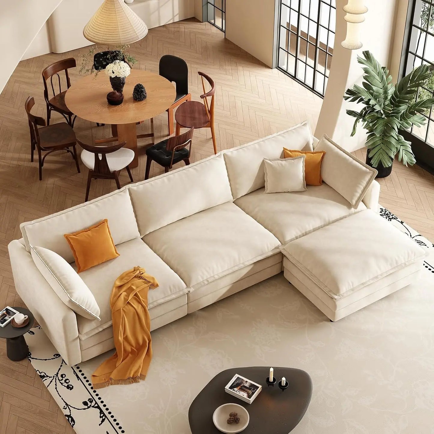 Modern L Shaped Sofa Sectional Cloud Couch For Living Room