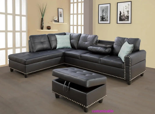 XMSJ Sectional Sofa Couch Modern L Shaped 4 Seater Living Room Set