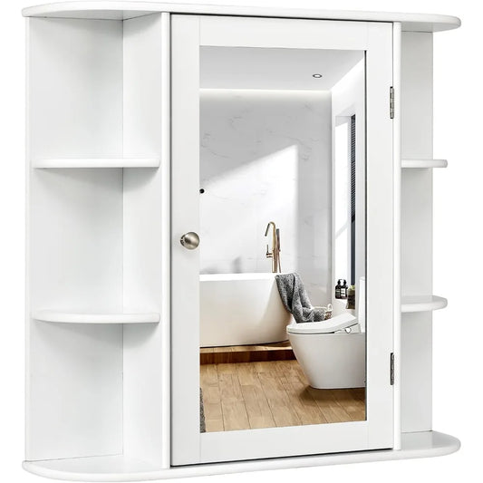 Bathroom Medicine Cabinet Wall Mount Mirrored Storage With Adjustable Shelf