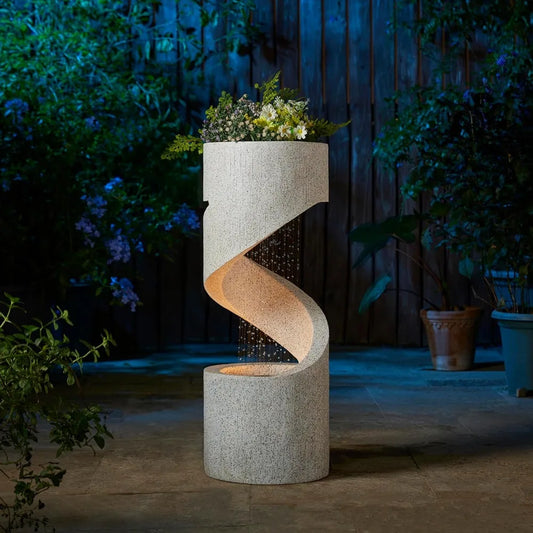 DAFIFY Tiered Outdoor Water Fountain With LED Lighting Resin