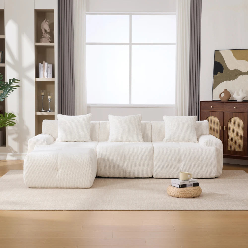 YeC L Shaped Upholstered Modular Sectional Sofa Set Cloud Tufting