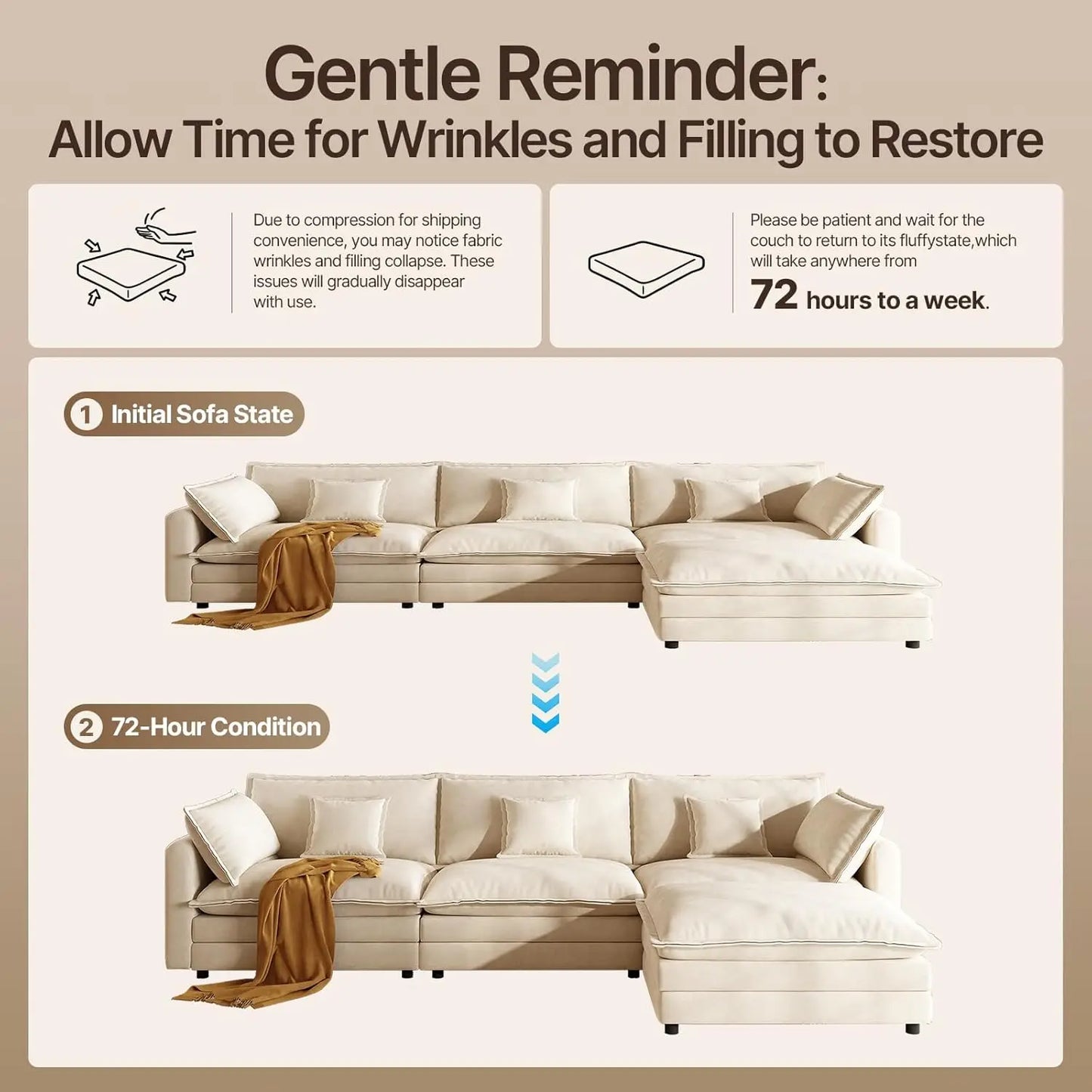 Modern L Shaped Sofa Sectional Cloud Couch For Living Room