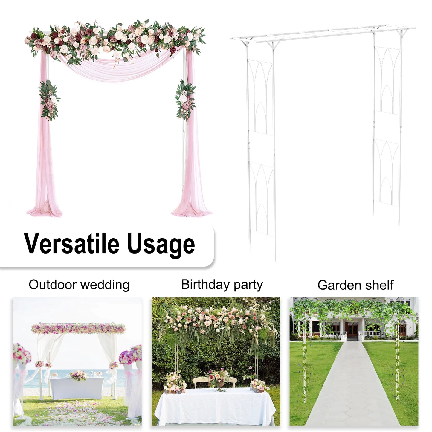 Frame Stereoscopic Garden Arch Arbor Metal Wedding Pergola Decor
