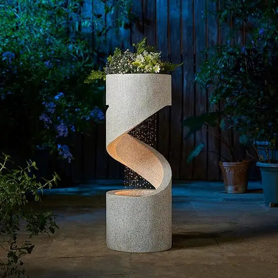 DAFIFY Tiered Outdoor Water Fountain With LED Lighting Resin