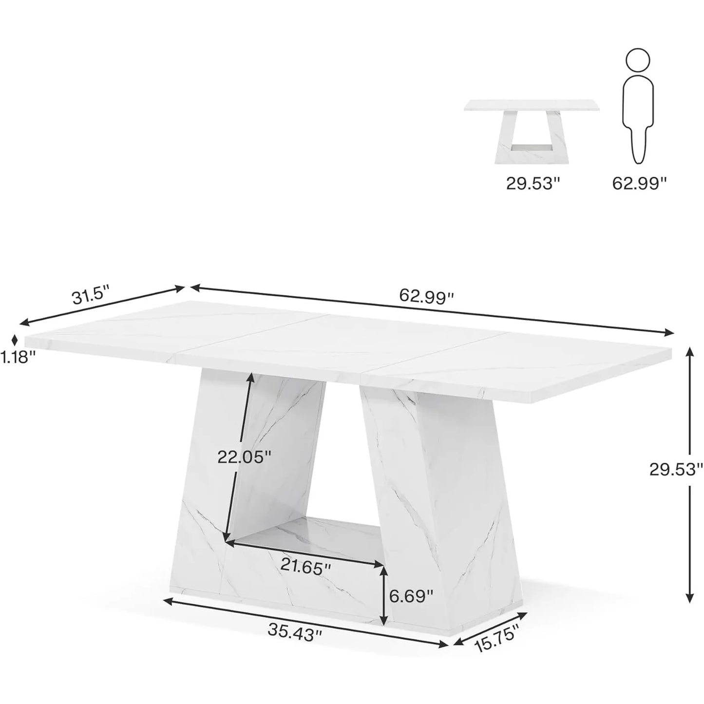 Dining Table for 4 to 6 People,Rectangular Dining Room Table,Dinner Table with Sturdy Base for Kitchen, Living Room