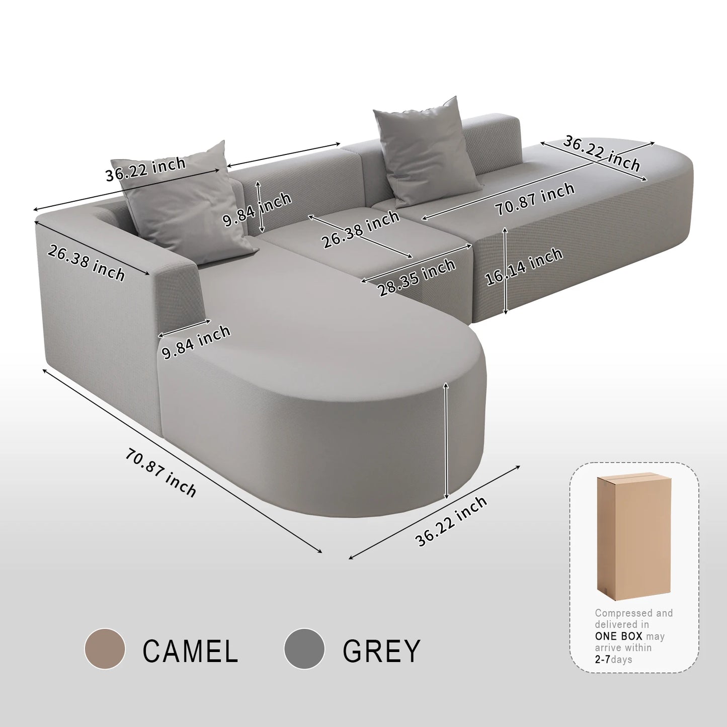 L Shaped Oversized Modular Sectional Sofa For Living Room
