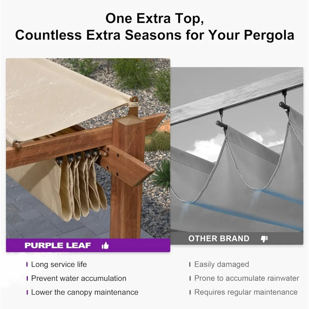 10' x 13' Outdoor Retractable Pergola with Sun Shade Canopy Patio Metal Shelter for Garden Porch Beach Pavilion