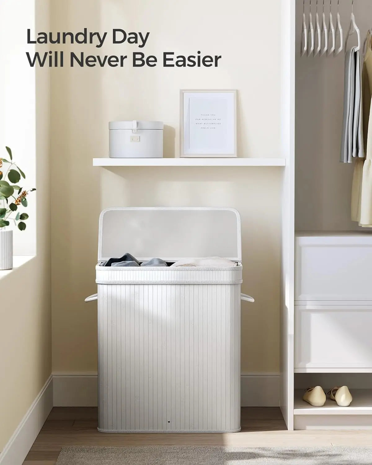 Foldable Bamboo Laundry Basket with Lid, Removable Washable Liner, Large Capacity for Home Use