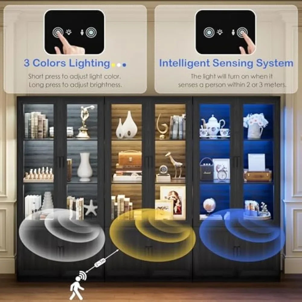 Display Cabinet With Acrylic Doors Curio Lighting And Human Body Sensor