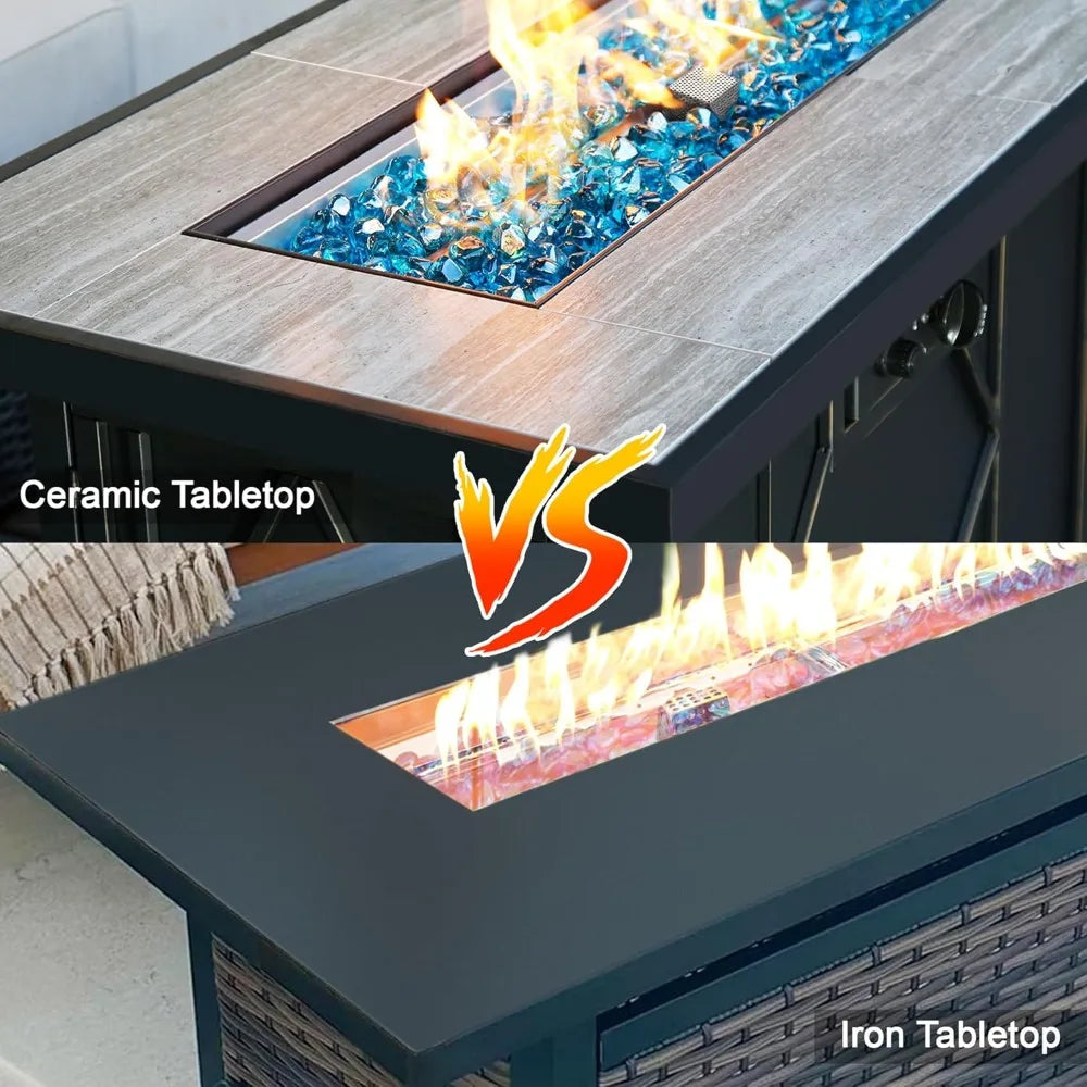 Propane Fire Pit Table Outdoor 60000 BTU Rectangular