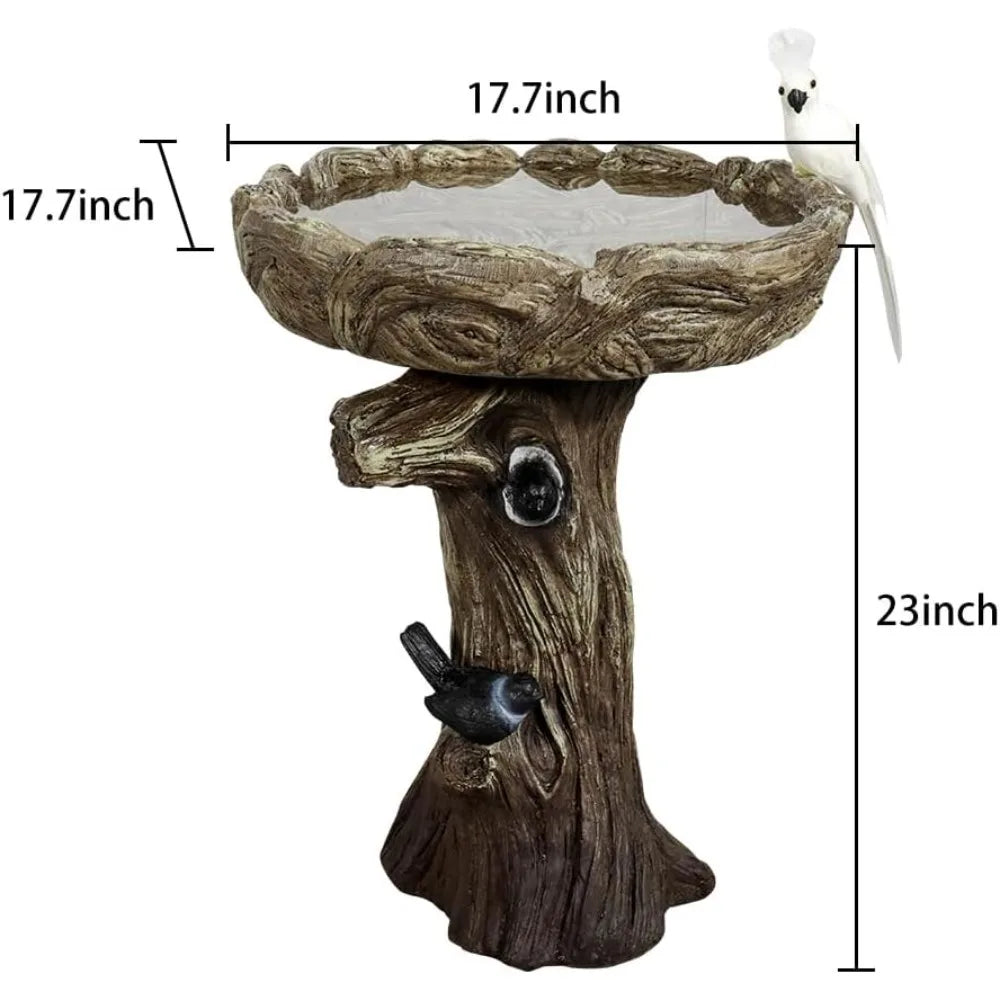 Fibre Reinforced Concrete Bird Bath With Birds For Garden Patio