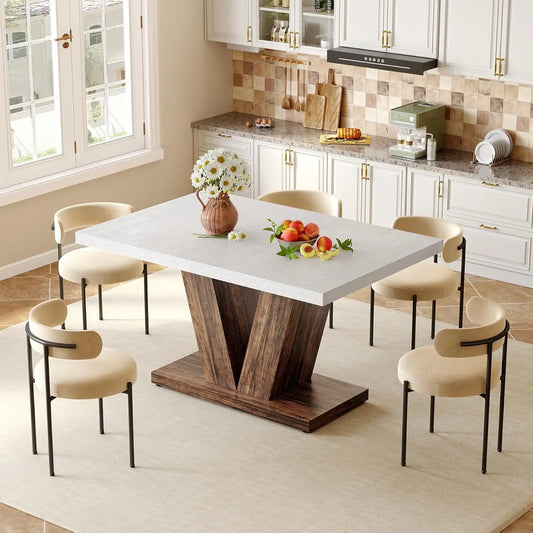 LITTLE TREE Modern Rectangle Dining Table for Kitchen and Living Room