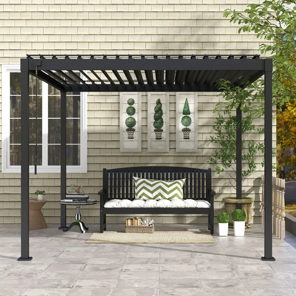 10' x 10' Louvered Pergola,Modern Style with Adjustable Louvers for Outdoor Roof,Garden, Easy Assembly, Durable,Louvered Pergola
