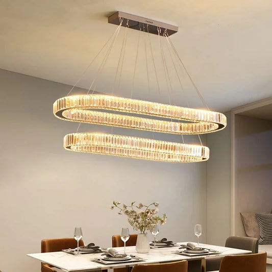 Luxury LED Pendant Light Modern Crystal Chandelier Living Dining Room Kitchen Ceiling Lamp Lustre Decor Indoor Bar Hang Fixture