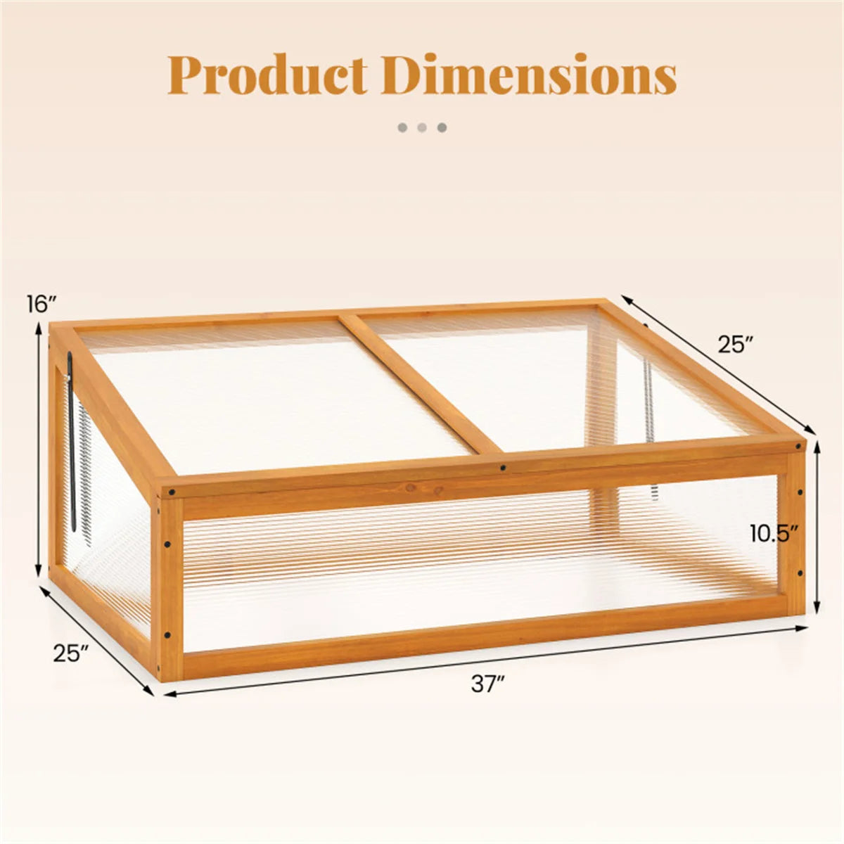 Wooden cold frame greenhouse with adjustable polycarbonate roof, portable mini greenhouse for extending the growing season of fl