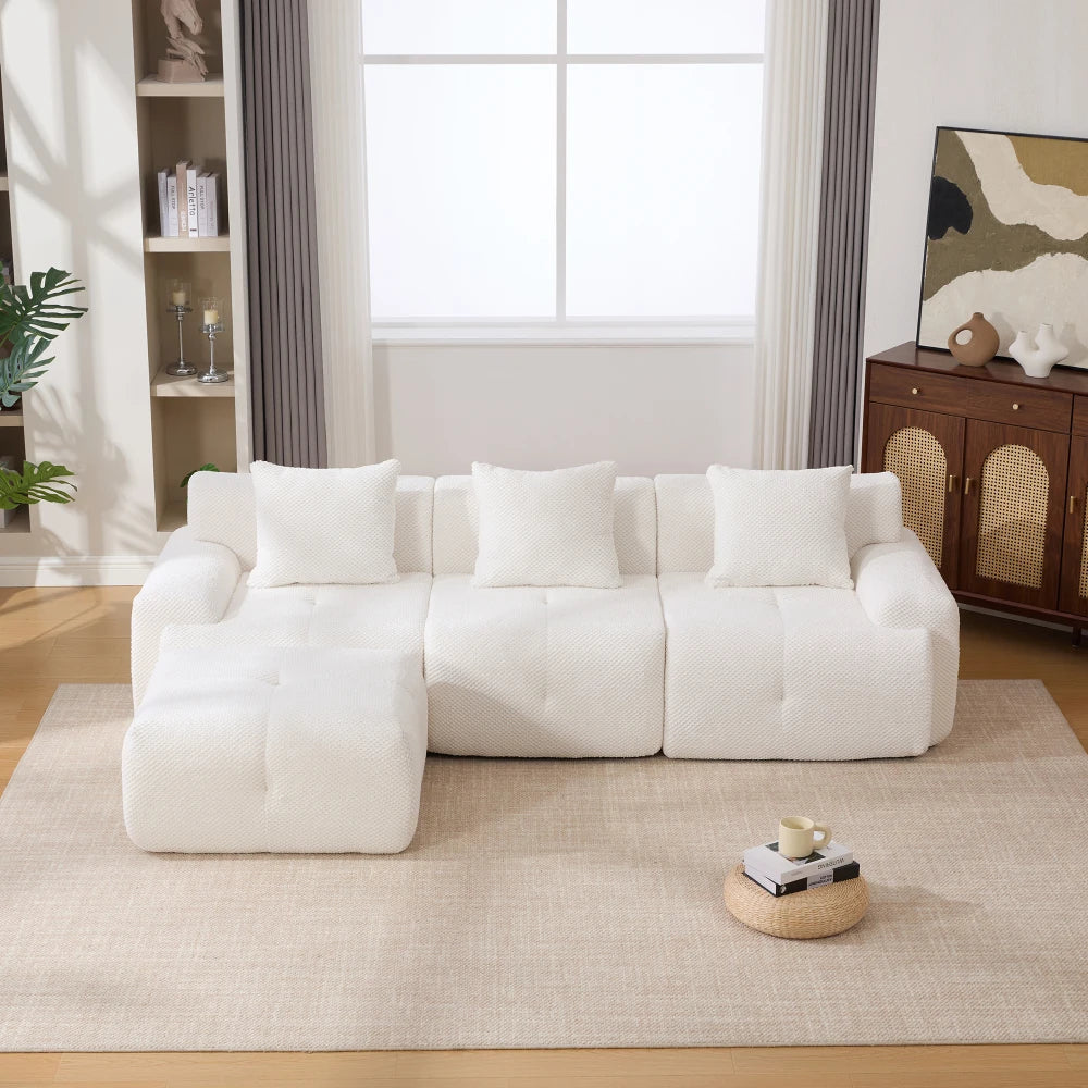 YeC L Shaped Upholstered Modular Sectional Sofa Set Cloud Tufting