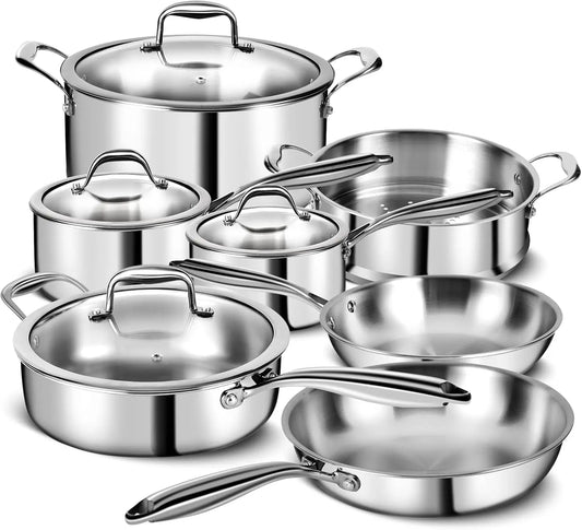 3 Ply Stainless Steel 7 Piece Cookware Set With Lids