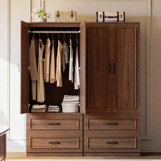 LIKIMIO Armoire Wardrobe Closet With Two Doors And Two Drawers