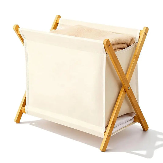 Simple, EcoFriendly Foldable Laundry Hamper with XFrame, MultiSize for Dorm, Bedroom, RV Beige, Large