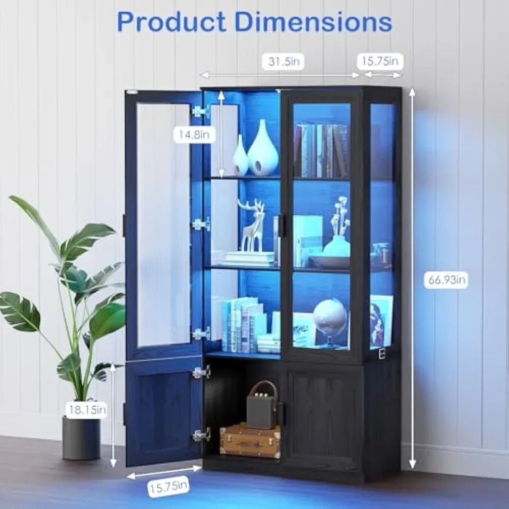 Display Cabinet With Acrylic Doors Curio Lighting And Human Body Sensor