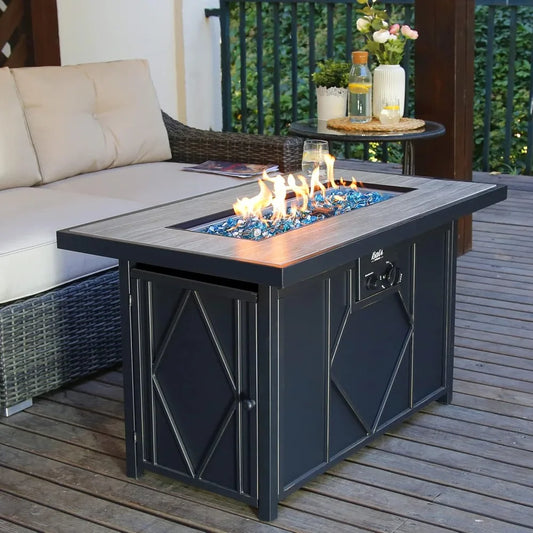 Propane Fire Pit Table Outdoor 60000 BTU Rectangular
