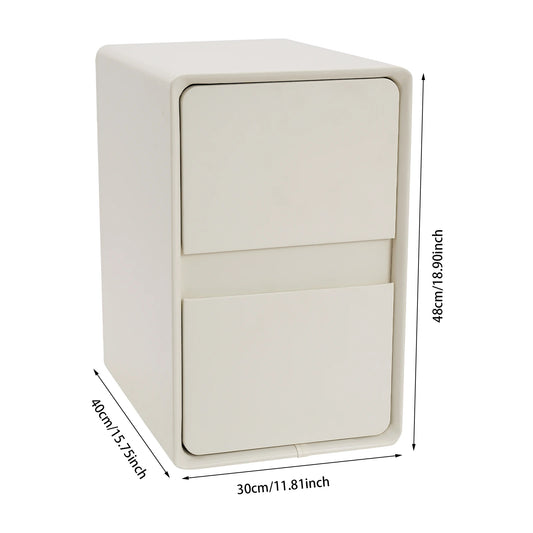 General Use 2 Drawers Narrow Nightstand Bedside Table Modern