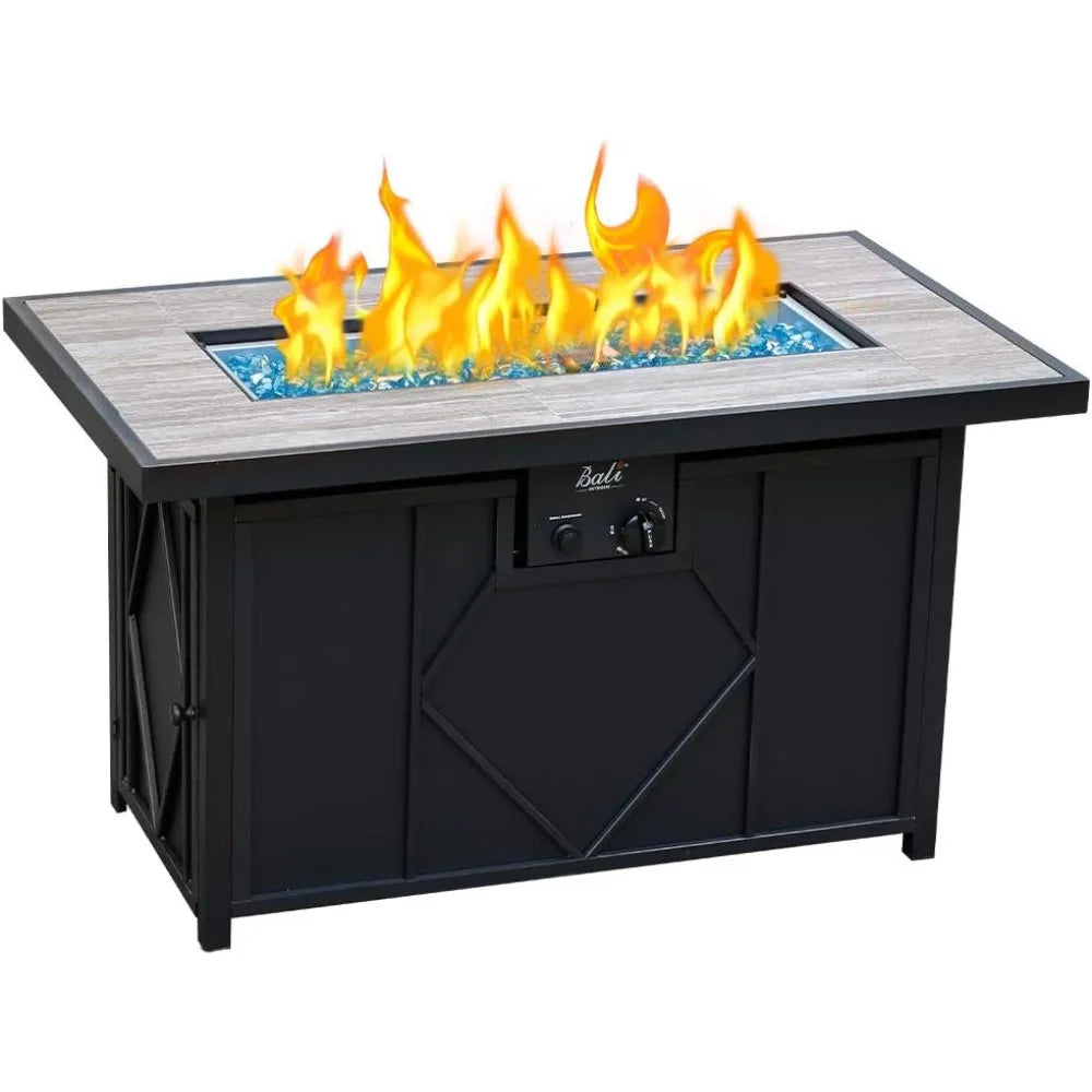 Propane Fire Pit Table Outdoor 60000 BTU Rectangular