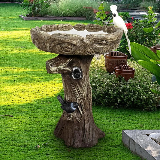 Fibre Reinforced Concrete Bird Bath With Birds For Garden Patio