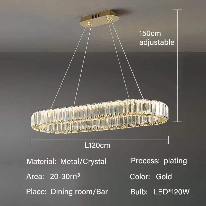 Luxury LED Pendant Light Modern Crystal Chandelier Living Dining Room Kitchen Ceiling Lamp Lustre Decor Indoor Bar Hang Fixture