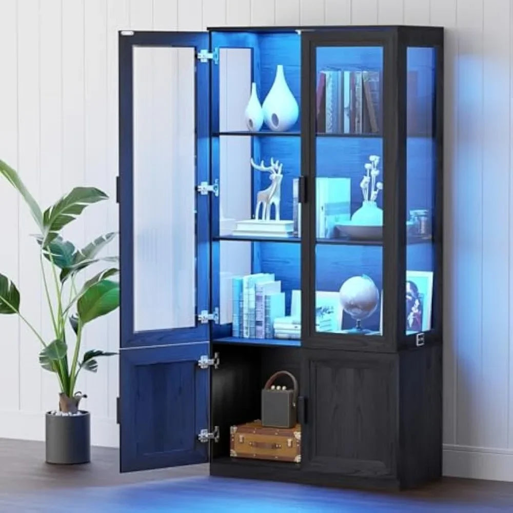 Display Cabinet With Acrylic Doors Curio Lighting And Human Body Sensor