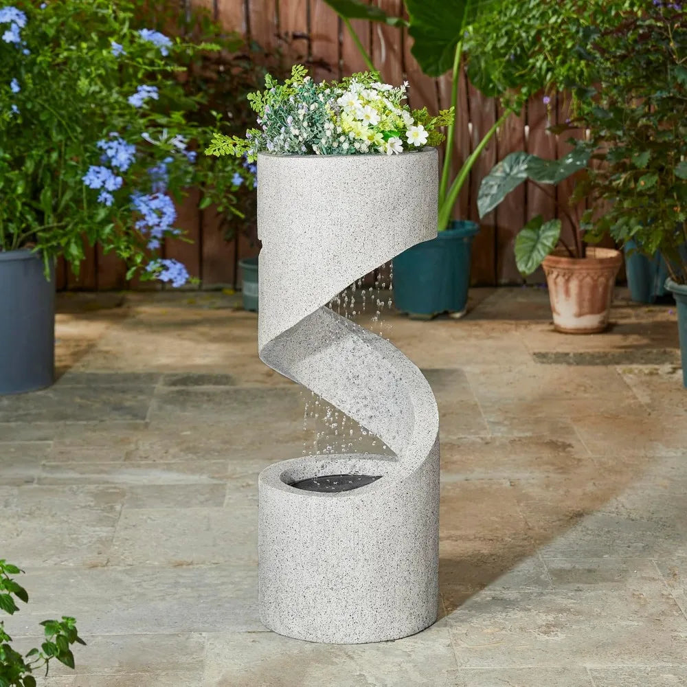 DAFIFY Tiered Outdoor Water Fountain With LED Lighting Resin