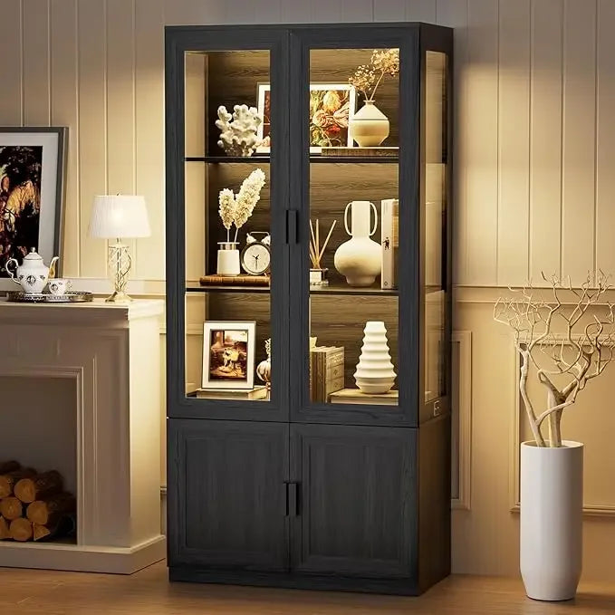 Display Cabinet With Acrylic Doors Curio Lighting And Human Body Sensor