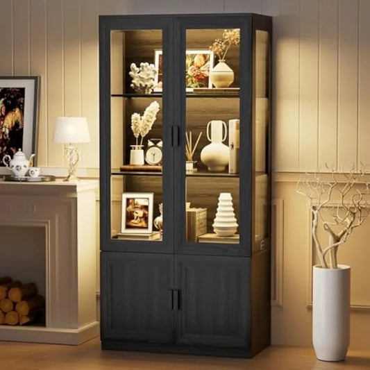 Display Cabinet With Acrylic Doors Curio Lighting And Human Body Sensor