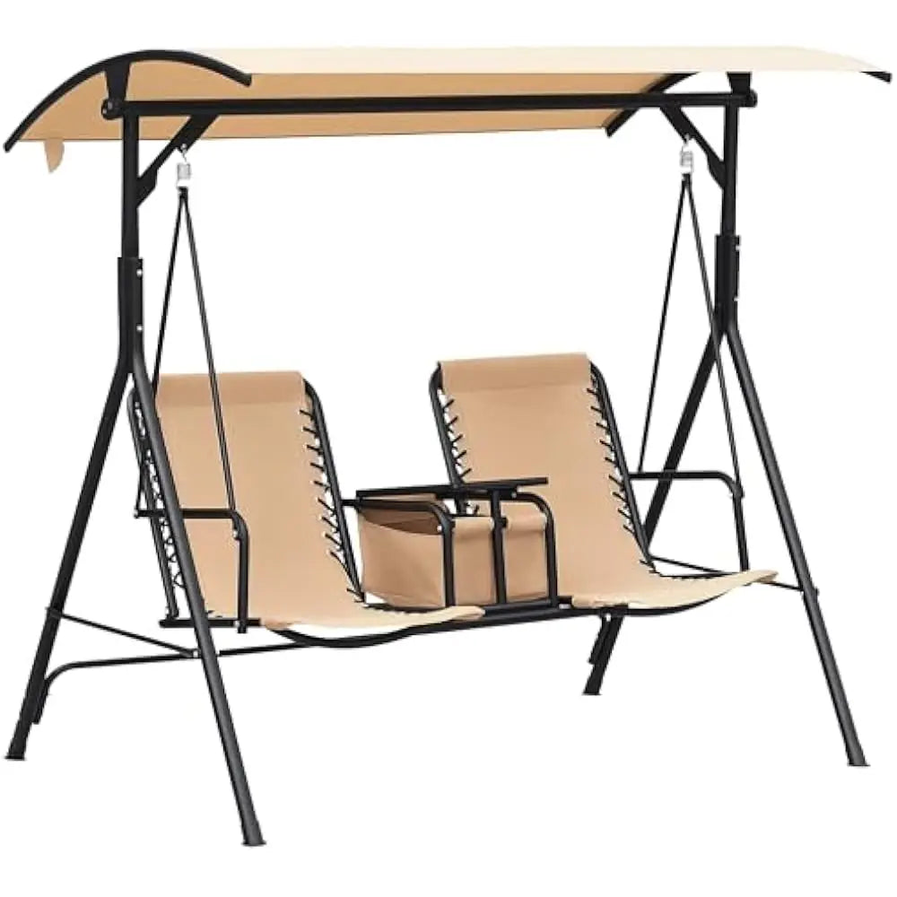 General Outdoor 2 Seater Patio Swing with Canopy Cup Holder